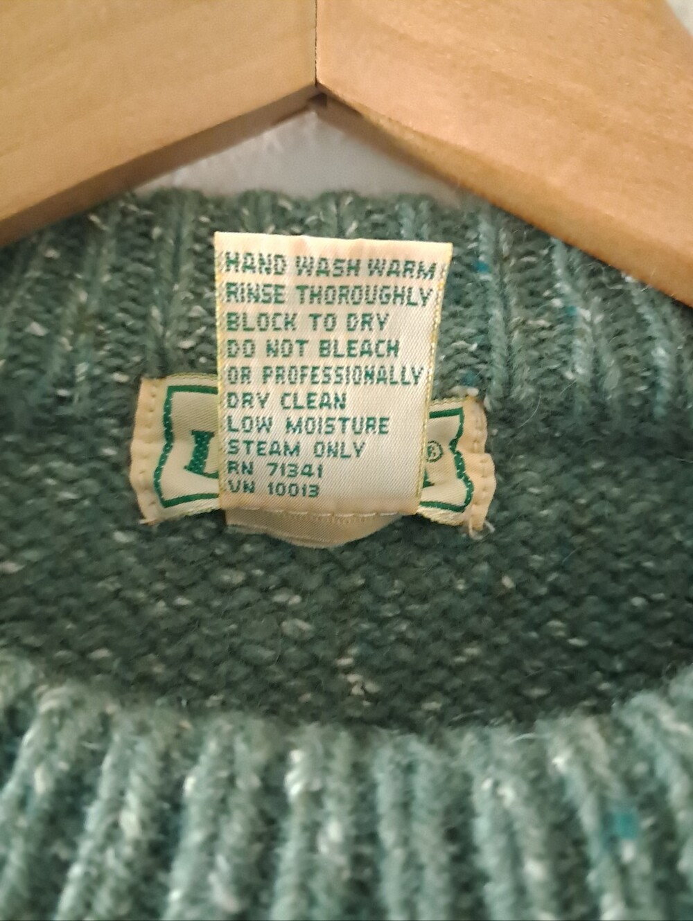 Vintage LL Bean Chunky Knit Argyle Sweater Long Sleeve Crewneck Wool Silk Green - Picture 7 of 7